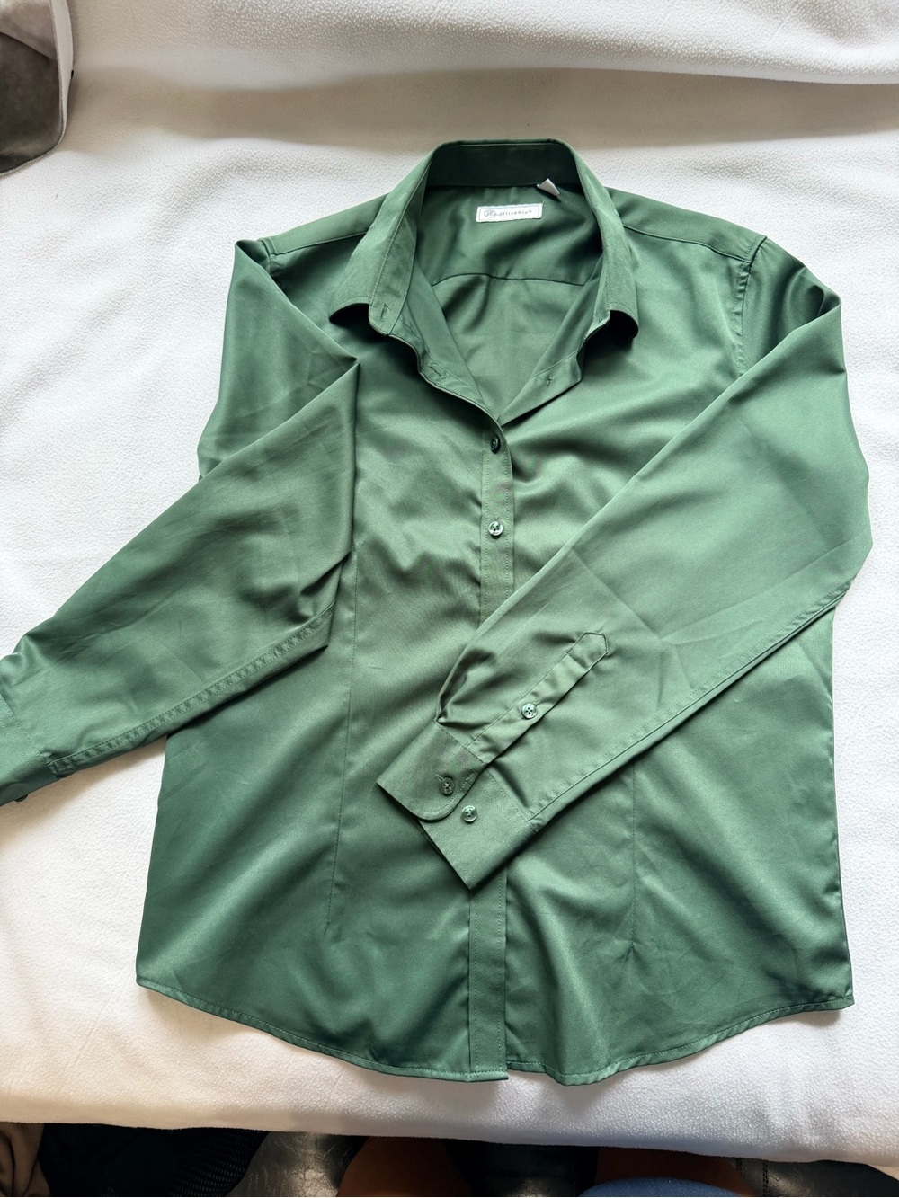Women's Forest Green Button-Down Dress Shirt